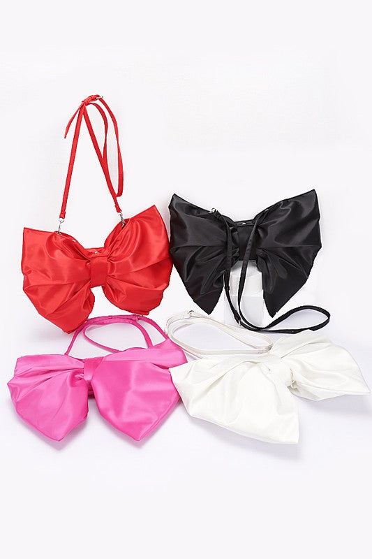 Oversize Satin Bow Convertible Clutch Swing Bag