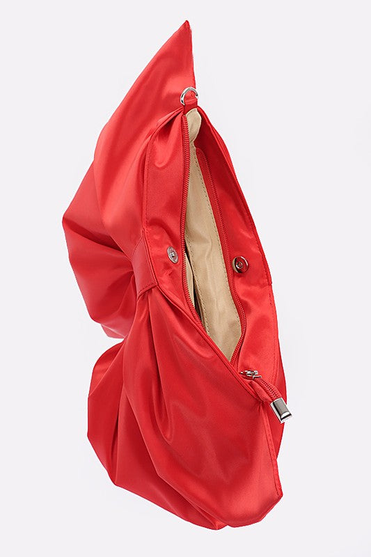 Oversize Satin Bow Convertible Clutch Swing Bag